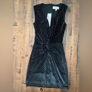 New Dress the Population Alana Black Silver Polka Dot Dress M